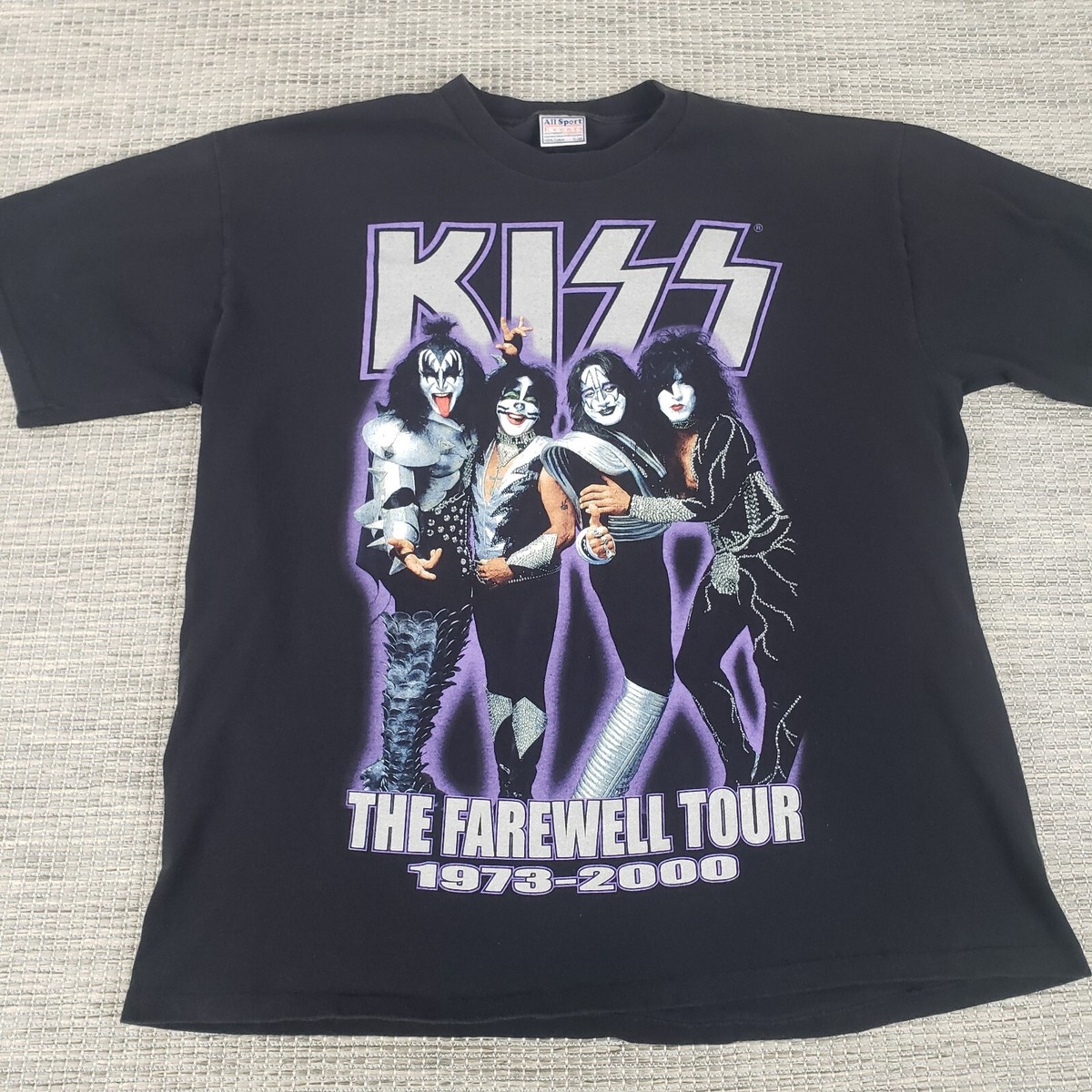 Vintage KISS Farewell Tour Shirt 2000 Size XL Y2K Black Purple 