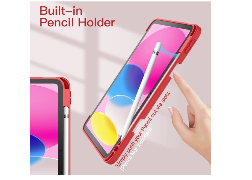 Funda JETech para iPad 10 con soporte para lápices 10,9 pulgadas 2022 sandía 10ª generación Foto 4 de 4