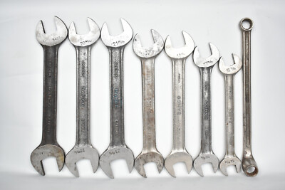 Vintage 8 Bahco Sweden Cr-Ni-Va Steel Croma Wrenches Spanners Set 1950s