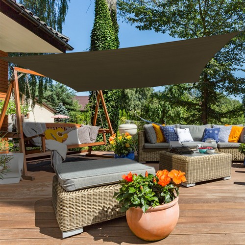 Tenda da sole rettangolare marrone vela tessuto tettoia patio personalizzata 2-16 piedi - Foto 1 di 11