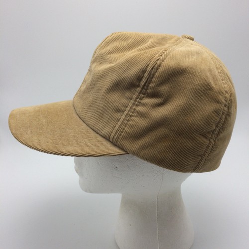 Vtg Tan Corduroy Trucker Hat Foldup Ear Flaps P Cap Brand Size Small Made USA - Picture 11 of 11