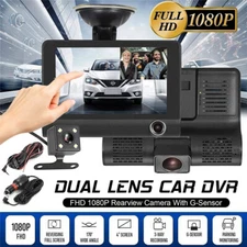 Touch Screen Dash Cam 4 in 1080P 3 Lens Car DVR Recorder Front and Rear Camera