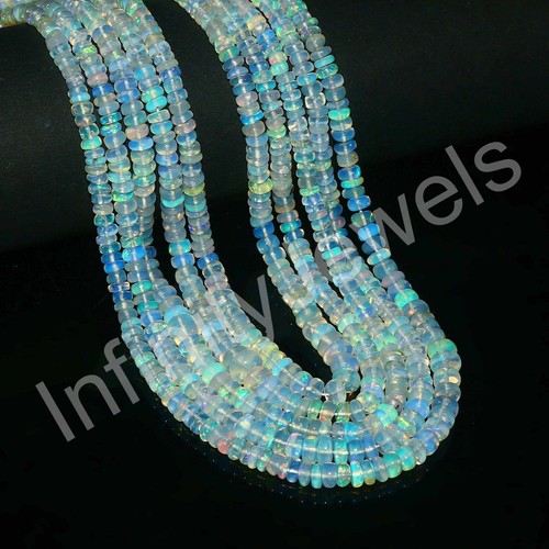 925 Silber Welo Natürlicher Äthiopischer Feueropal Rondell Perlen Halskette Schmuck - Bild 7 von 18