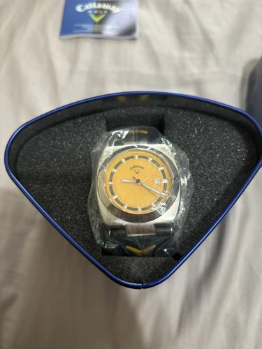 Callaway Golf Watch Mens Three Hand Date Yellow Wristwatch CY2035 New