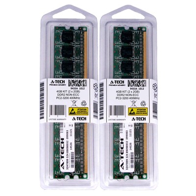 4GB KIT x 2GB DIMM DDR2 NON-ECC PC2-3200 400MHz 400 MHz DDR-2