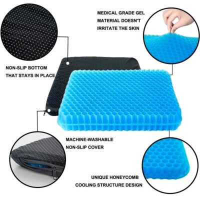 Cuscino per sedia a rotelle in gel a doppio strato, design Honeycomb