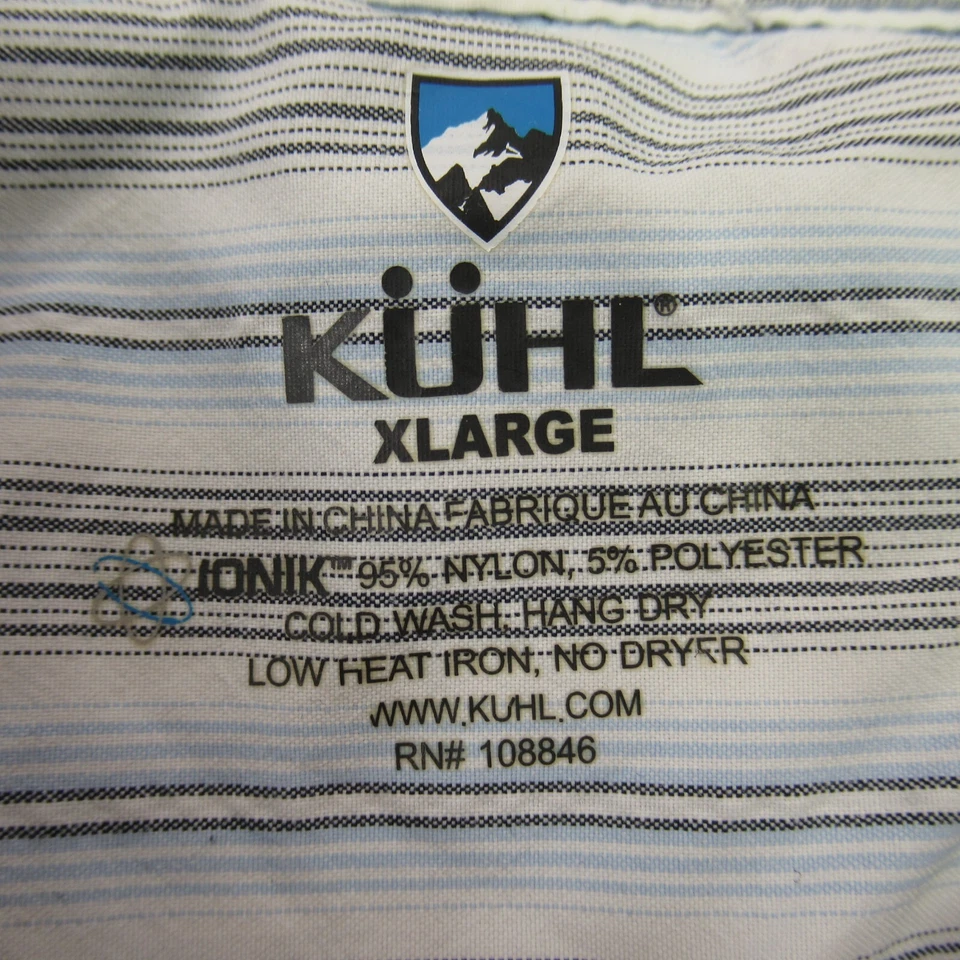 Camisa Kuhl Para Hombres XL Manga Corta Botón Frontal Ligera Bolsillo Informal Rayas Foto 4 de 4