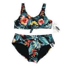 Old Navy Girls Tie Front Hibiscus Print 2 Piece Swimsuit NEW Large 10-12