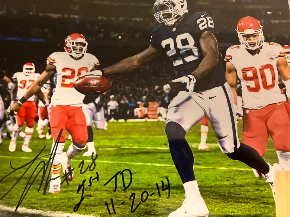 Latavius Murray signed 8 X 10 OAKLAND RAIDERS Photo  1st TD Inscription Rare - Image 2 of 2