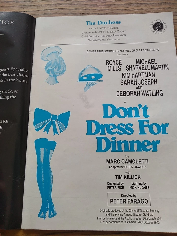 Don't Dress For Dinner The Duchess Theatre Royce Mills , Programme - Image 2 of 3