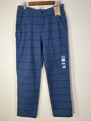 Levis XX Chino EZ Taper Blue Black Plaid Check Mens Medium Pants
