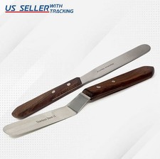 2Pcs Dental Plaster Spatula Lab Alginate Mixing Gypsum Scraper 8'' Wood Handle