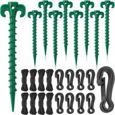 27 Pieces Plastic Inflatable Stakes Set, Include Tent Stakes, Tethers Ropes and