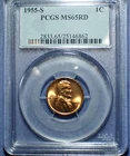 1955-S Lincoln cent  PCGS MS 65 Red