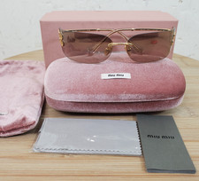 Miu Miu Rimless Wraparound Sunglasses with Case Italy SMU A51 5AK-20P 110 2N