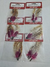 Vintage Fibre-Craft Jewelry Feathers Crafting Pink, Brown 6 Sets Of 3