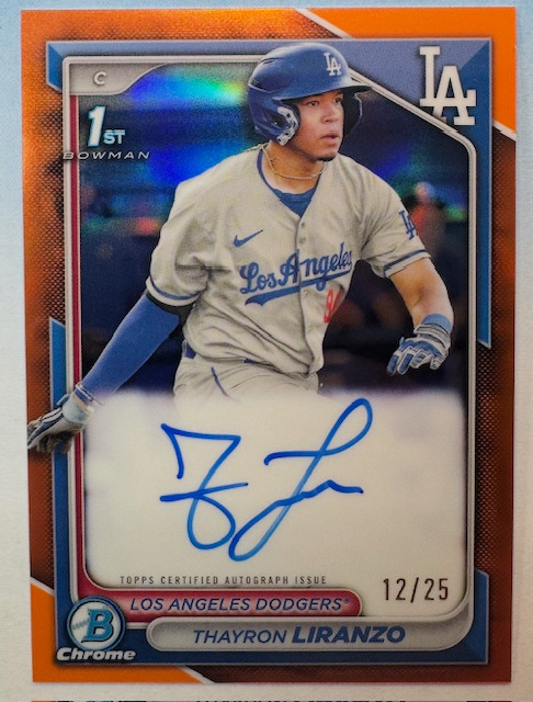 2024 BOWMAN CHROME THAYRON LIRANZO ORANGE REFRACTOR 1st AUTO /25 TIGERS $$WOW$$