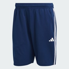 Adidas Men's Essentials Pique 3 Stripes Training Athletic Gym Blue White Shorts