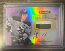 Carl Grundstrom 2019-20 UD Stature Rookie Reliance Patch Auto /18 LA Kings RPA