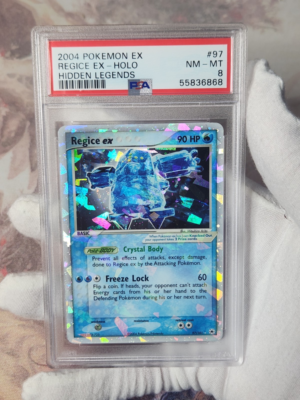 2004 Pokemon Hidden Legends EX Regice ex #97 Holo Rare Graded Pokémon Card PSA 8