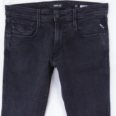 Herrens Replay M914 ANBASS Slim Tapered Elasthan Grau Jeans W34 L32