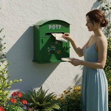 Gr&uuml;ner Metallbriefkasten Wetterfest Fox Briefkasten Rostbest&auml;ndig f&uuml;r Au&szlig;en