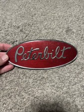 Vintage Peterbilt Truck 8 Enameled Emblem Red Oval Collectible Oem Broke Studs Vintage Peterbilt Truck 8 Enameled Emblem Red Oval Collectible Oem Broke Studs