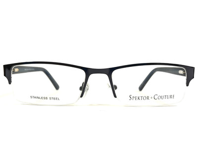Spektor Couture Eyeglasses Frames 802 NAVY Blue Rectangle Half Rim 54-18-140