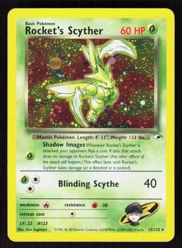 Pokemon Rocket's Scyther 13/132 Unlimited Holo Rare Gym Heroes (LP)