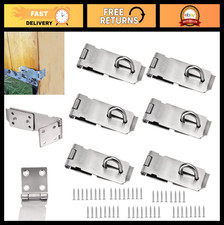 6 Pack 4" Stainless Steel Door Hasp Latch Locks, Security Padlock for Shed, Gate