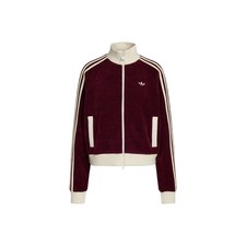 adidas Originals Track Top Velour Knit Loose Fit Long Sleeve Jacket