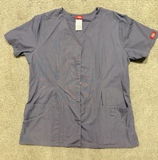 Dickies Women s Medical Scrub Top Button Front Gray Solid Size M 84703