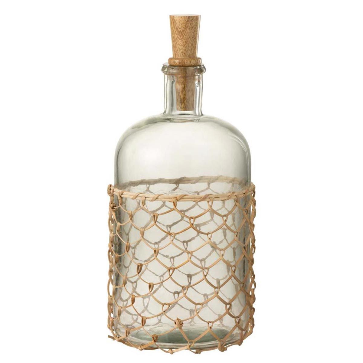 Bouteille Design Tricot 32cm en verre transparent pour decoration de table de salon elegante
