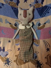 Vintage Folk Art Handmade Kitty Cat Doll Supe...