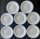 8 Vintage Arcoroc France White Opal Milk Glass Bread Dessert Plates 6.25”