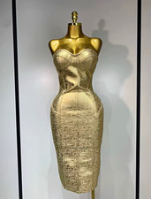 Women s Gold Solid Sweetheart Strapless Glitt...