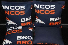 Cornhole Bean Bags w DENVER BRONCOS Fabric 4 ACA Regulation Game Toss Corn Bags