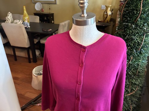 Cardigan donna Rafaella lampone maglione medio bottoni davanti cotone - Foto 2 di 5
