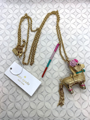Kate Spade New York Haute Stuff Penny Pinata Pendant Necklace Gold Tone