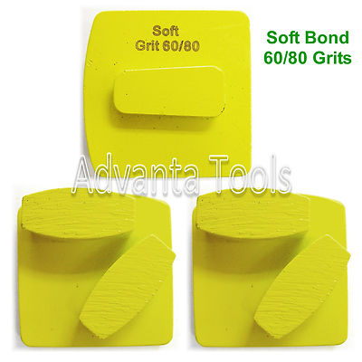 3PK Redi Lock Quick Change DBL Segs Grinding Disc Plate - 60/80 Grit Soft Bond