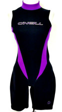 Vtg 90s O'NEILL Shorty Wetsuit 7433 Purple Black USA Swim Surf Women's 12 VEUC 