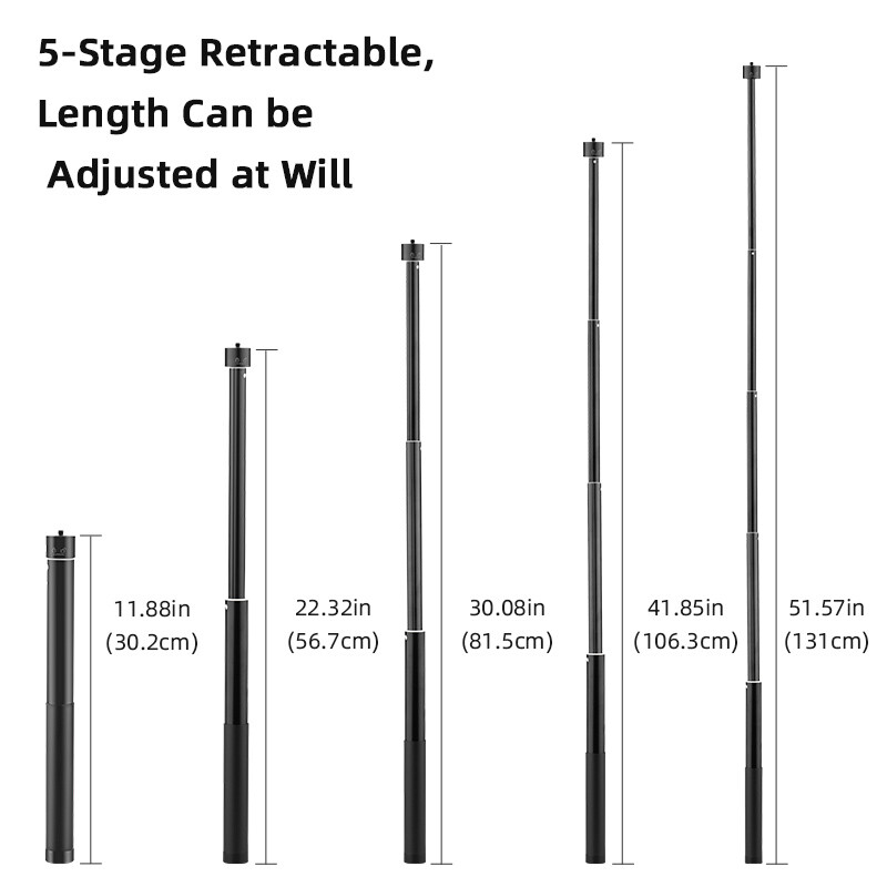 Universal 1/4 Adapter Mounting Extension Selfie Stick for Osmo Action/Insta360