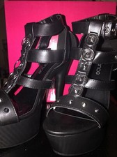 6  Black Open Toe With Faux Leather Strap Exotic Dancer Heels