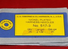 C.S. Osborne 517 New Harness Straight Needle Size 3 Gauge20 Pack of 25 Needles