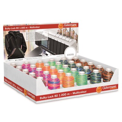Gütermann Display Bulky-Lock No.80 Multicolour 6 Farben/ 30x 1000m) Overlockgarn