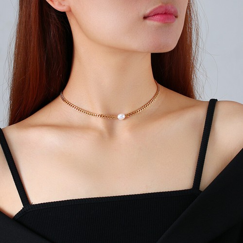 Fashion Women Gold Pearl Heart Bib 