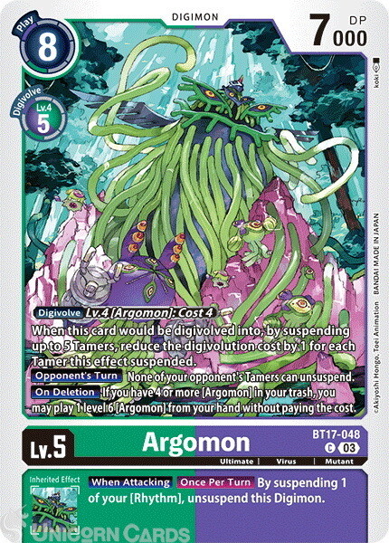 BT17-048 Argomon : Common Digimon Card : BT17: Secret Crisis