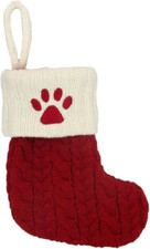 8-In. Knit Monogram Christmas Stocking, Paw Print