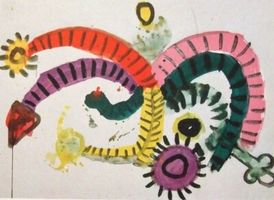 Alan Davie montiert Vintage Repro Druck 12 x 10'' 1964 schottischer Surrealist AD19