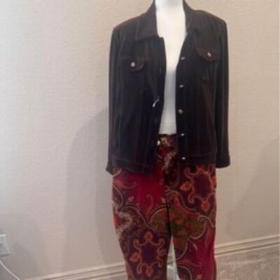 St John Paisley velvet jacket and pants M/12